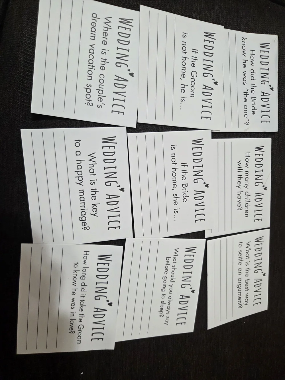 Wedding Advice Cards Guest Interaction Cards for Bridal Shower NEW Rj1